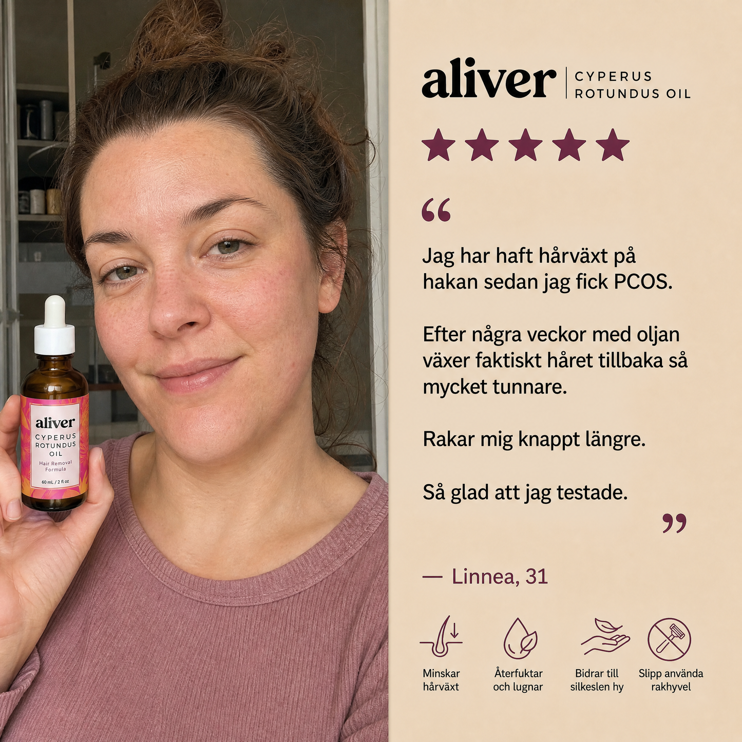 Hårborttagnings olja - Naturligt len och hårfri